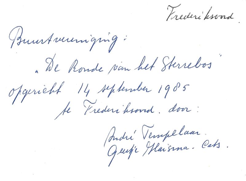 Oprichtingstekst Ronde van het Sterrebos